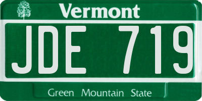 VT license plate JDE719