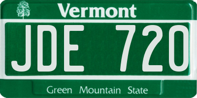 VT license plate JDE720