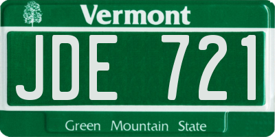VT license plate JDE721