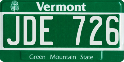 VT license plate JDE726