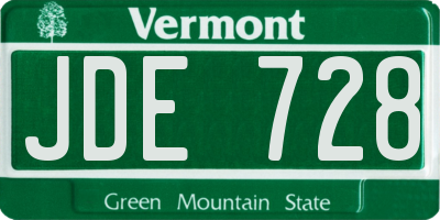 VT license plate JDE728