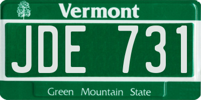 VT license plate JDE731