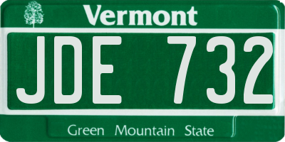 VT license plate JDE732
