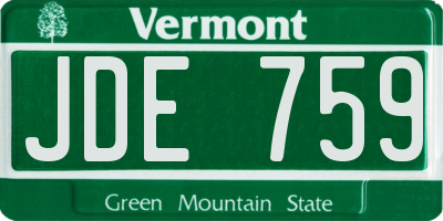 VT license plate JDE759