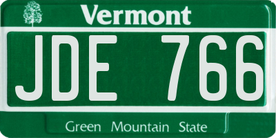 VT license plate JDE766