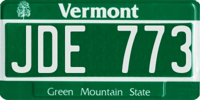 VT license plate JDE773