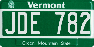 VT license plate JDE782