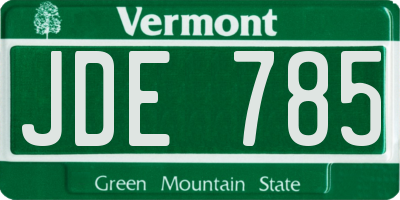 VT license plate JDE785
