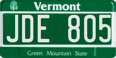 VT license plate JDE805
