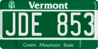 VT license plate JDE853