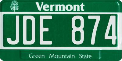 VT license plate JDE874