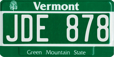 VT license plate JDE878