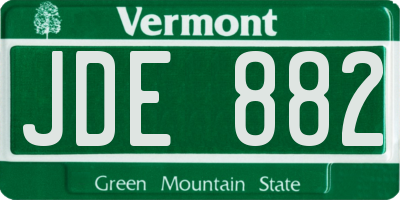 VT license plate JDE882