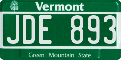 VT license plate JDE893