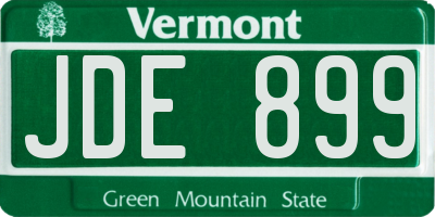 VT license plate JDE899