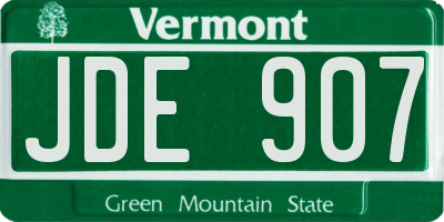 VT license plate JDE907
