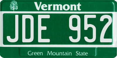 VT license plate JDE952
