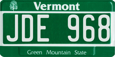 VT license plate JDE968