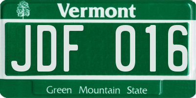 VT license plate JDF016