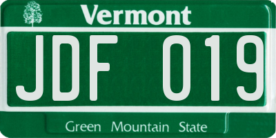 VT license plate JDF019