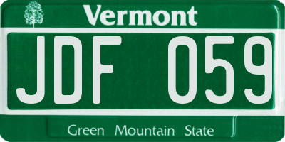VT license plate JDF059