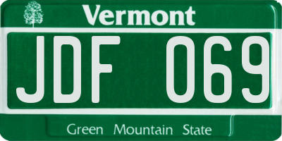 VT license plate JDF069