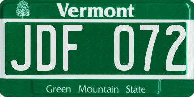 VT license plate JDF072