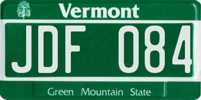 VT license plate JDF084