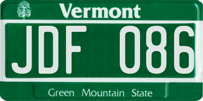 VT license plate JDF086