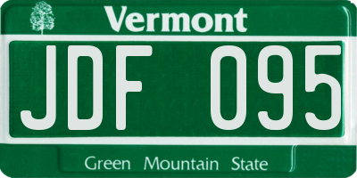 VT license plate JDF095