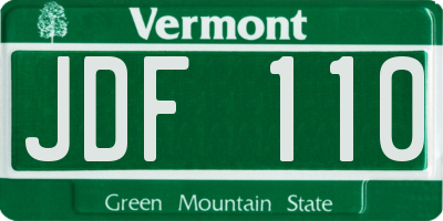 VT license plate JDF110