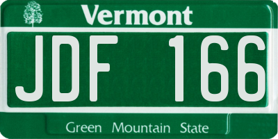 VT license plate JDF166