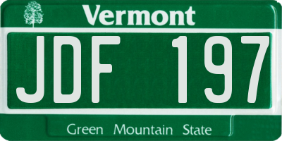 VT license plate JDF197