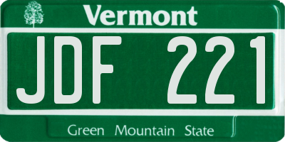 VT license plate JDF221