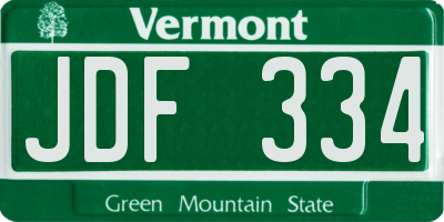 VT license plate JDF334