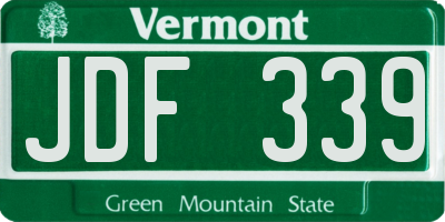 VT license plate JDF339