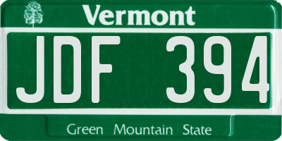 VT license plate JDF394