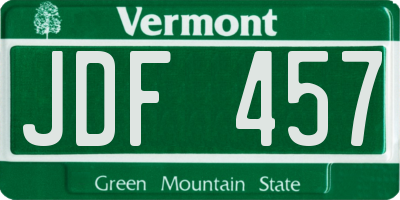 VT license plate JDF457