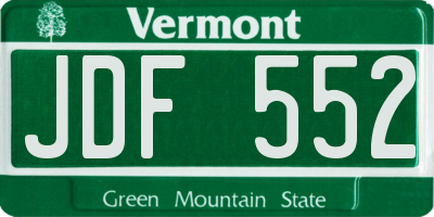 VT license plate JDF552