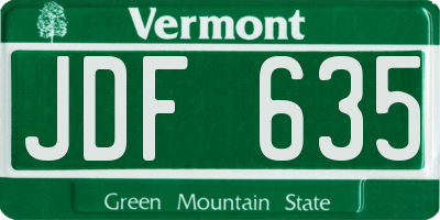 VT license plate JDF635