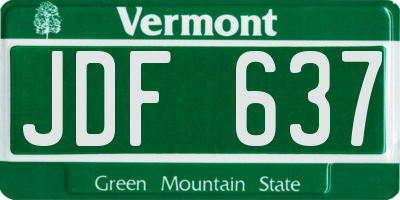 VT license plate JDF637