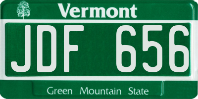 VT license plate JDF656