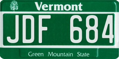 VT license plate JDF684