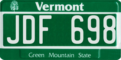 VT license plate JDF698