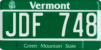 VT license plate JDF748