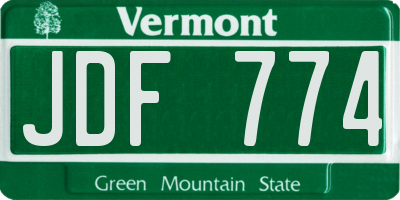 VT license plate JDF774