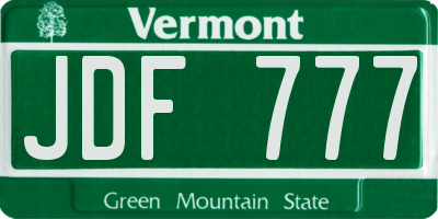 VT license plate JDF777