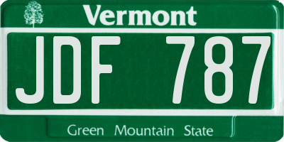 VT license plate JDF787