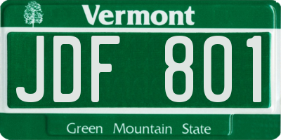 VT license plate JDF801