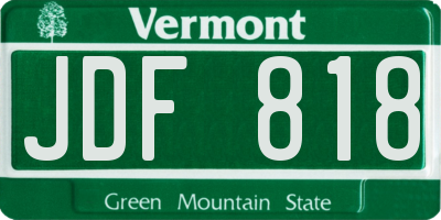VT license plate JDF818